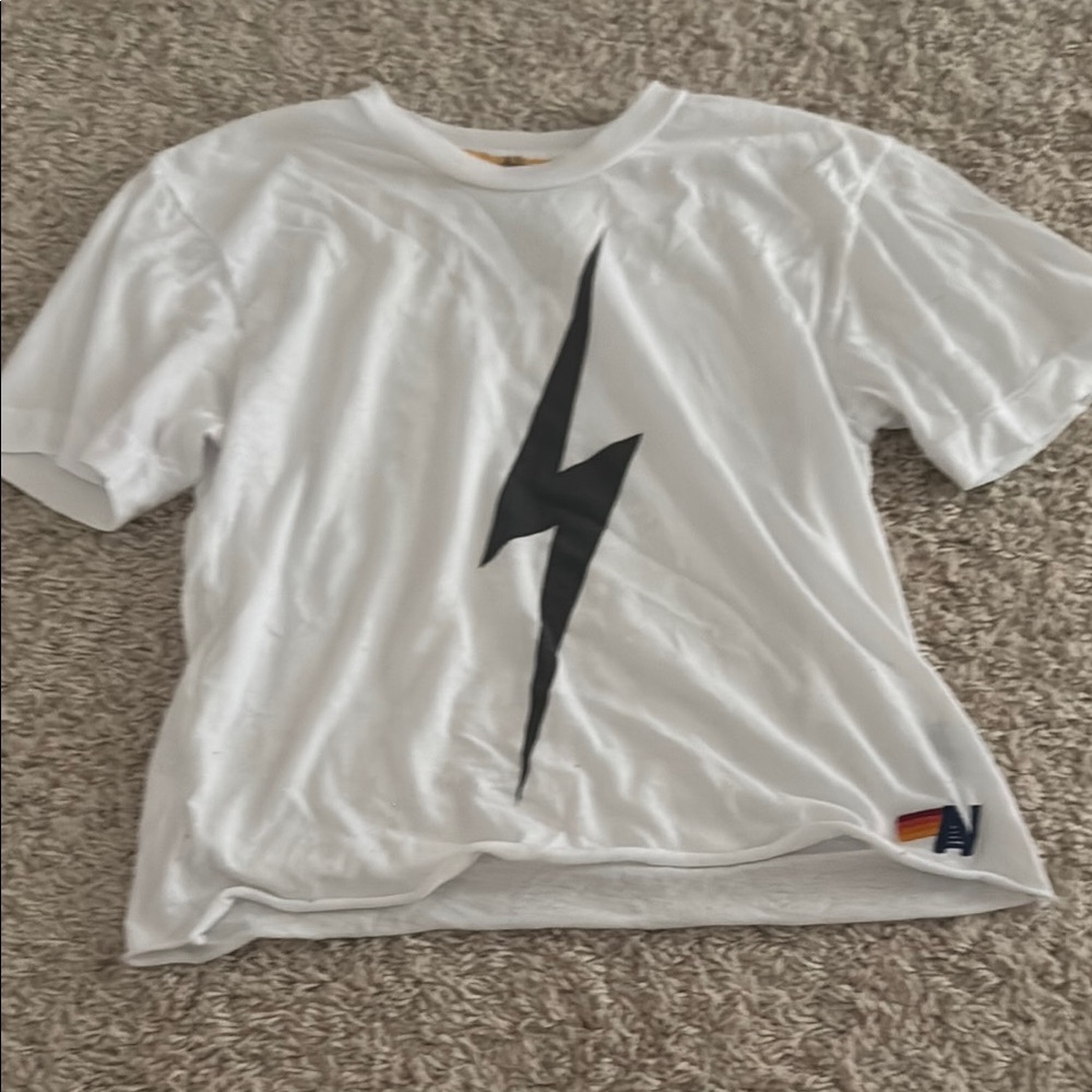Aviator Nation White and Black Short Sleeve Tee